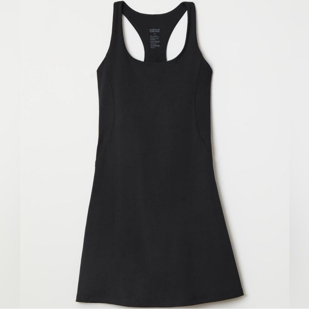 Girlfriend Collective Black Paloma Racerback Mini Dress Built-In Shorts Size L